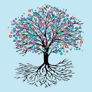 tree of life rainbow flowers version
